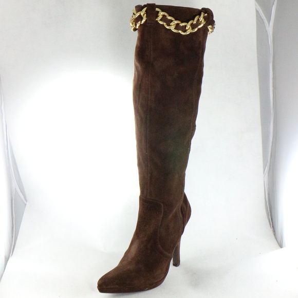 Like New HOT IN HOLLYWOOD Choc Suede Zip Up Boots - Picture 2 of 8